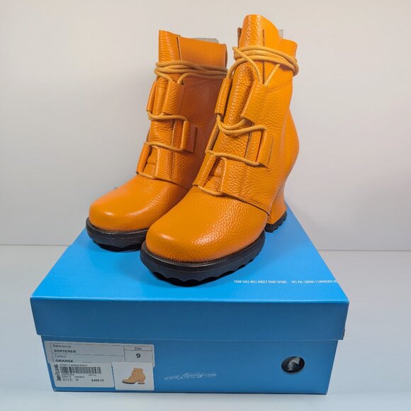 Fluevog Orange Stop It Sostener Lace-Up Ankle Boots, NIB, Size 9 Leather Booties - Picture 5 of 11